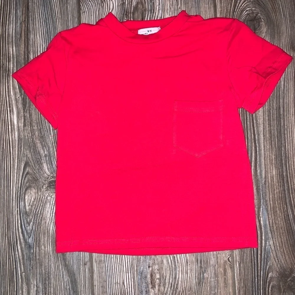 Pete + Lucy Red Tee and Fire Truck Shorts